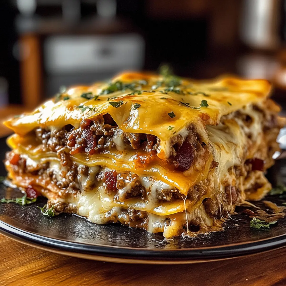 Parmesan Garlic Bacon Cheeseburger Lasagna